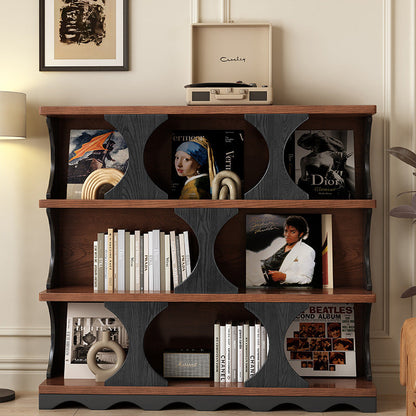 Traditional Vintage Rectangular Particle Board Display Rack 4-Tier For Living Room