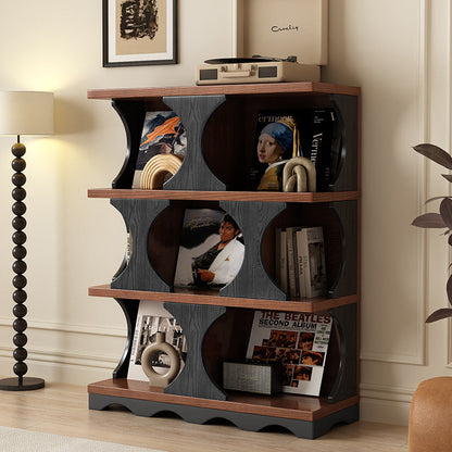 Traditional Vintage Rectangular Particle Board Display Rack 4-Tier For Living Room