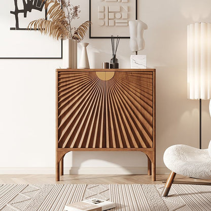 Contemporary Scandinavian Rectangular Solid Wood MDF Storage Cabinet 3-Tier For Living Room