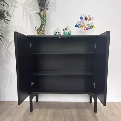 Contemporary Scandinavian Rectangular Solid Wood MDF Storage Cabinet 3-Tier For Living Room