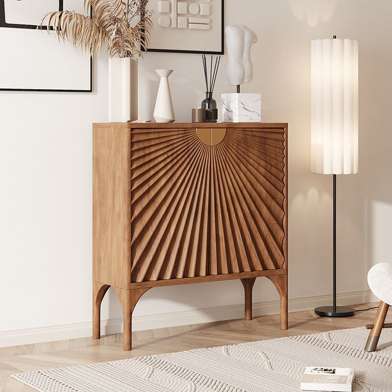 Contemporary Scandinavian Rectangular Solid Wood MDF Storage Cabinet 3-Tier For Living Room