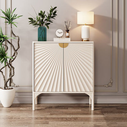 Contemporary Scandinavian Rectangular Solid Wood MDF Storage Cabinet 3-Tier For Living Room