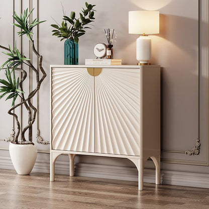 Contemporary Scandinavian Rectangular Solid Wood MDF Storage Cabinet 3-Tier For Living Room