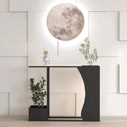 Modern Minimalist Ultra-Narrow Geometric Iron Marble Console Table 2-Tier For Entryway