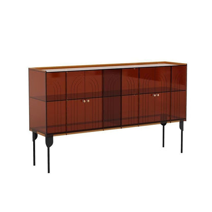Contemporary Scandinavian Rectangular Iron Acrylic Storage Cabinet 3-Tier For Living Room