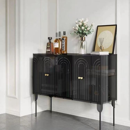 Contemporary Scandinavian Rectangular Iron Acrylic Storage Cabinet 3-Tier For Living Room