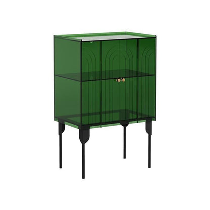 Contemporary Scandinavian Rectangular Iron Acrylic Storage Cabinet 3-Tier For Living Room