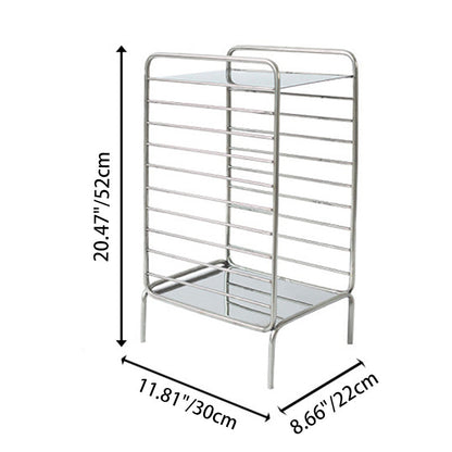 Modern Minimalist Lines Rectangular Stainless Steel End Table 2-Tier For Living Room
