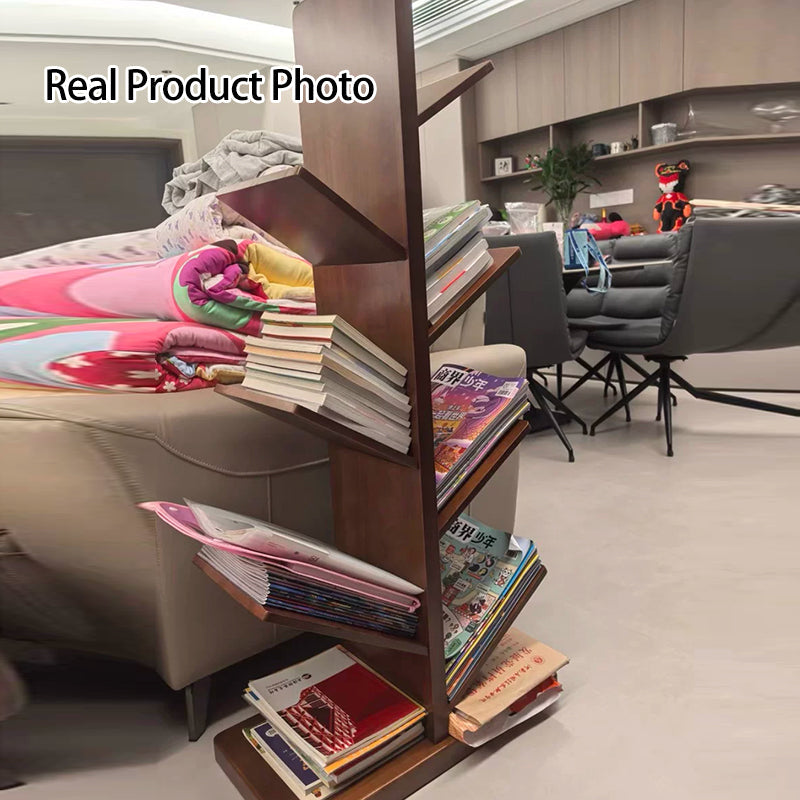 Contemporary Creative Large Capacity Christmas Tree Rubberwood Floor-Standing Bookshelf 8-Shelf For Study