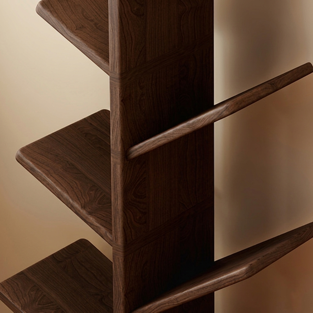 Contemporary Creative Large Capacity Christmas Tree Rubberwood Floor-Standing Bookshelf 8-Shelf For Study