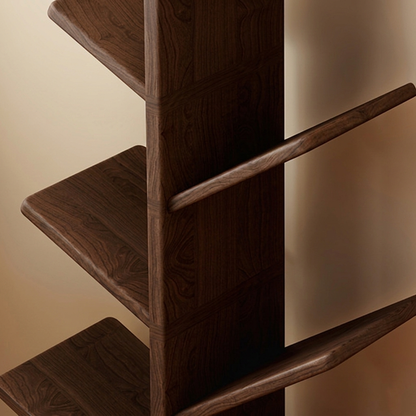 Contemporary Creative Large Capacity Christmas Tree Rubberwood Floor-Standing Bookshelf 8-Shelf For Study
