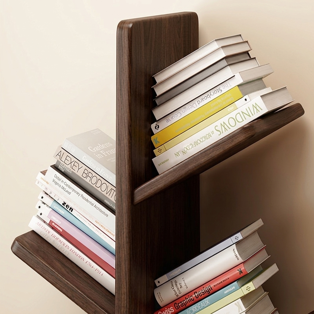 Contemporary Creative Large Capacity Christmas Tree Rubberwood Floor-Standing Bookshelf 8-Shelf For Study