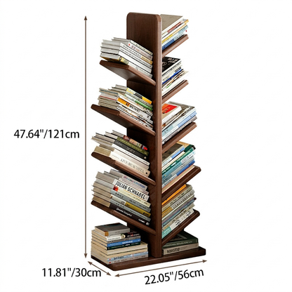 Contemporary Creative Large Capacity Christmas Tree Rubberwood Floor-Standing Bookshelf 8-Shelf For Study