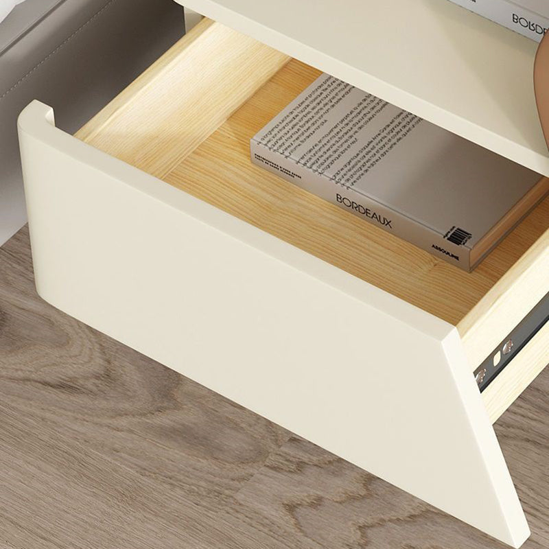 Contemporary Nordic Rectangular Carbon Steel Engineered Wood MDF Nightstand 1-Drawer For Bedroom