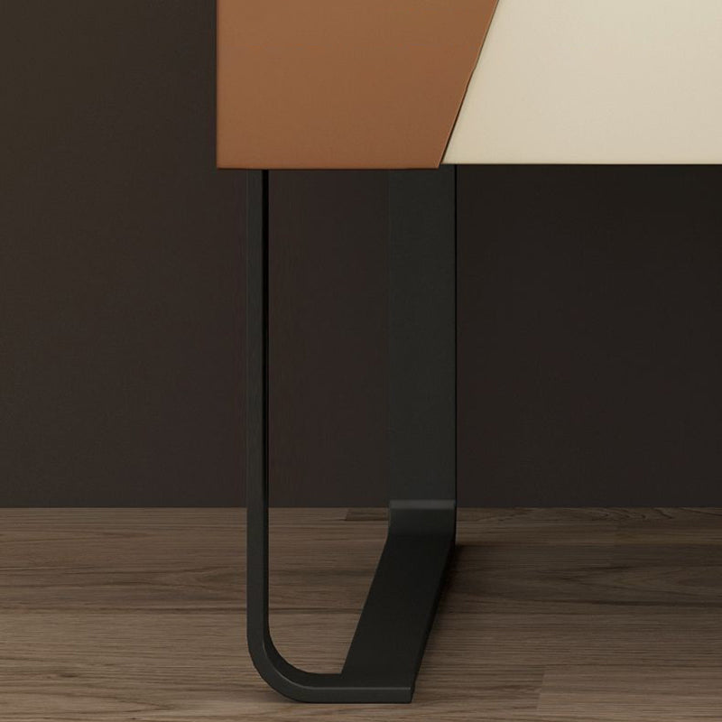 Contemporary Nordic Rectangular Carbon Steel Engineered Wood MDF Nightstand 1-Drawer For Bedroom