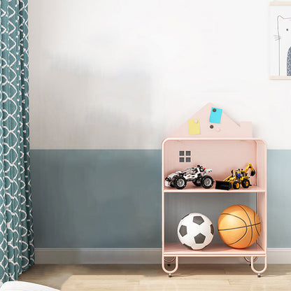 Modern Minimalist Large Capacity House Shape Iron Kids Floor-Standing Bookshelf 2/3-Shelf For Study