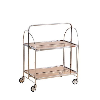 Modern Minimalist Foldable Rectangular Iron Glass Movable End Table 2-Tier For Living Room