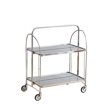 Modern Minimalist Foldable Rectangular Iron Glass Movable End Table 2-Tier For Living Room