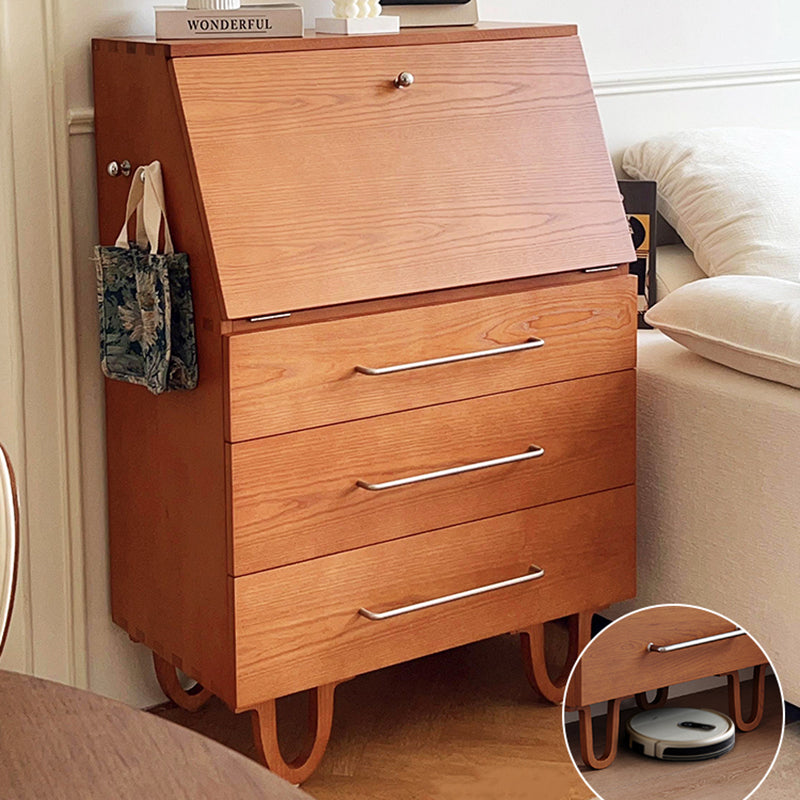 Contemporary Retro Rectangular Large Capacity Ash Wood Plywood Storage Cabinet 3-Drawer For Living Room