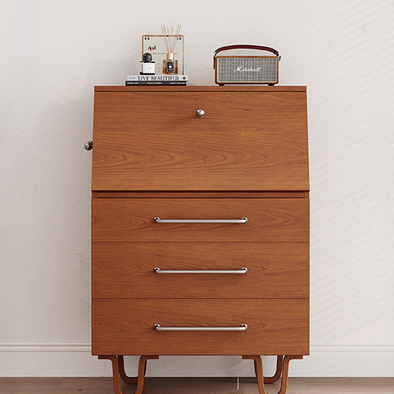 Contemporary Retro Rectangular Large Capacity Ash Wood Plywood Storage Cabinet 3-Drawer For Living Room