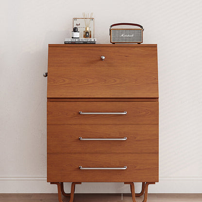 Contemporary Retro Rectangular Large Capacity Ash Wood Plywood Storage Cabinet 3-Drawer For Living Room