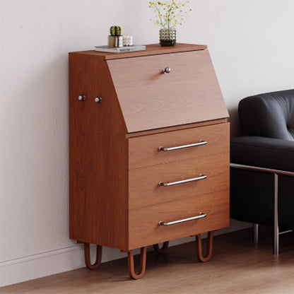 Contemporary Retro Rectangular Large Capacity Ash Wood Plywood Storage Cabinet 3-Drawer For Living Room