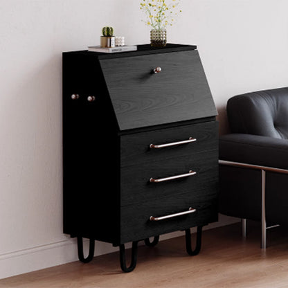 Contemporary Retro Rectangular Large Capacity Ash Wood Plywood Storage Cabinet 3-Drawer For Living Room