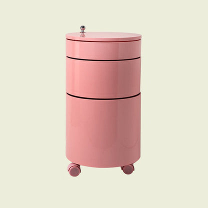 Modern Minimalist Rotatable Round ABS Steel Plate Movable End Table 2/3-Cabinet For Living Room