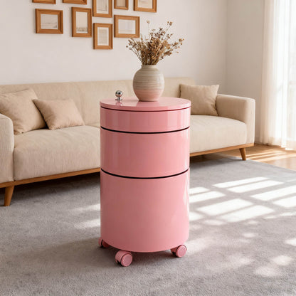 Modern Minimalist Rotatable Round ABS Steel Plate Movable End Table 2/3-Cabinet For Living Room