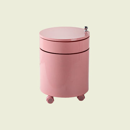 Modern Minimalist Rotatable Round ABS Steel Plate Movable End Table 2/3-Cabinet For Living Room