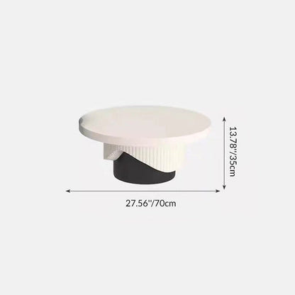 Contemporary Scandinavian Round Plywood Plastic Coffee Table 1-Tier For Living Room