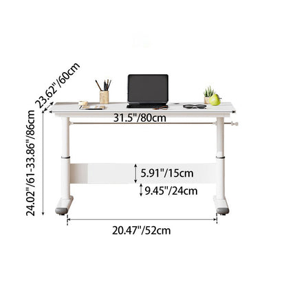 Modern Simplicity Liftable Rectangular Solid Wood & Solid Wood Particle Board Carbon Steel Desk 1-Tier For Home Office