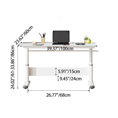 Modern Simplicity Liftable Rectangular Solid Wood & Solid Wood Particle Board Carbon Steel Desk 1-Tier For Home Office