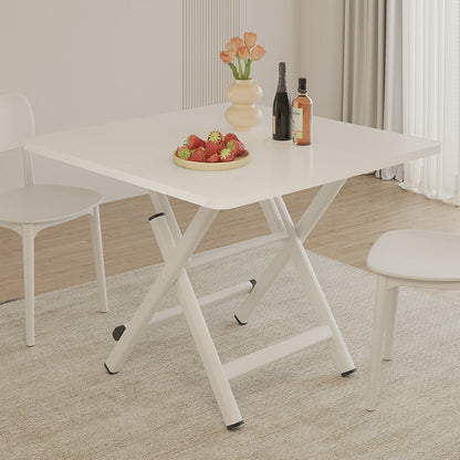 Modern Simplicity Square MDF Galvanized Steel Pipe Foldable Dining Table For 4 Seats