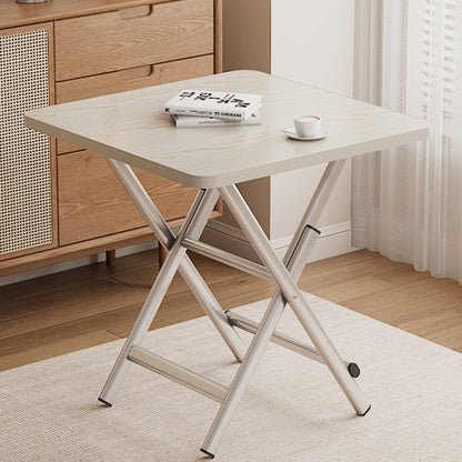 Modern Simplicity Square MDF Galvanized Steel Pipe Foldable Dining Table For 4 Seats