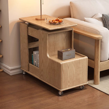 Contemporary Creative Rotatable Geometric Shape Plywood Movable End Table 3-Tier For Living Room