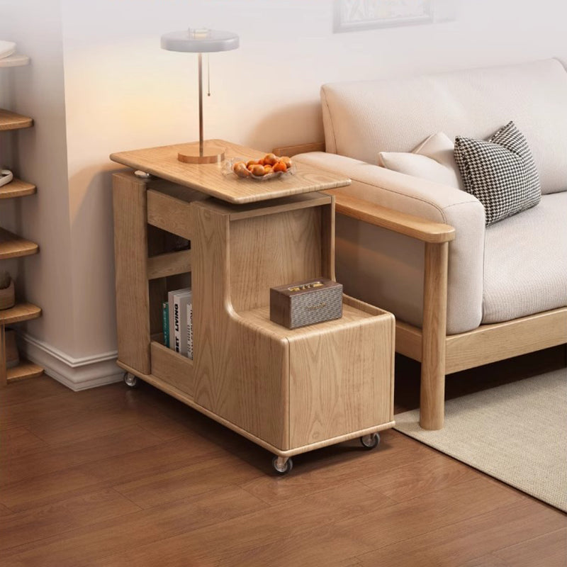 Contemporary Creative Rotatable Geometric Shape Plywood Movable End Table 3-Tier For Living Room