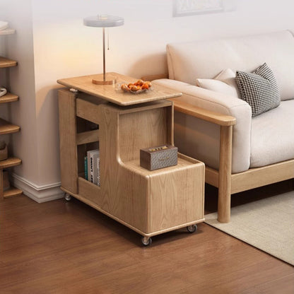 Contemporary Creative Rotatable Geometric Shape Plywood Movable End Table 3-Tier For Living Room
