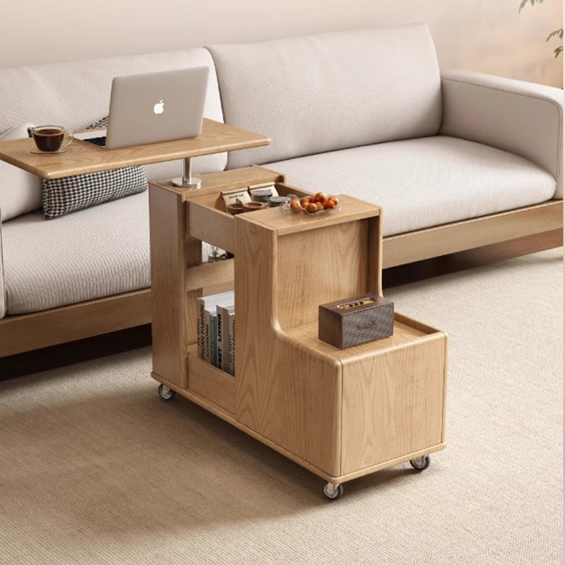 Contemporary Creative Rotatable Geometric Shape Plywood Movable End Table 3-Tier For Living Room