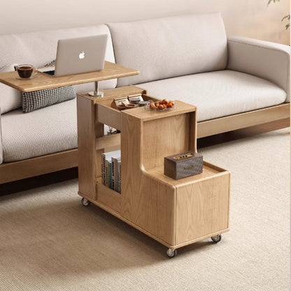 Contemporary Creative Rotatable Geometric Shape Plywood Movable End Table 3-Tier For Living Room