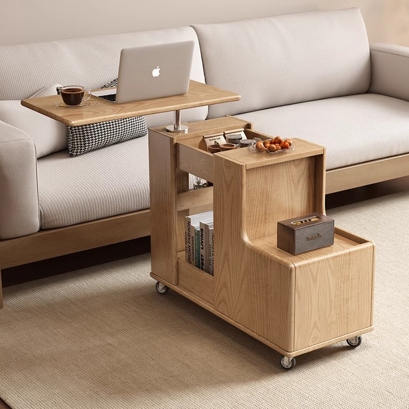 Contemporary Creative Rotatable Geometric Shape Plywood Movable End Table 3-Tier For Living Room