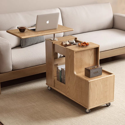 Contemporary Creative Rotatable Geometric Shape Plywood Movable End Table 3-Tier For Living Room