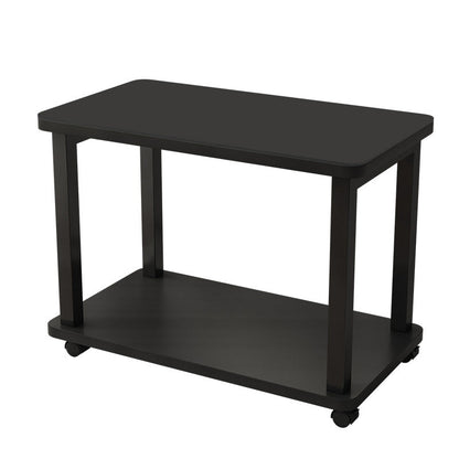 Modern Minimalist Rectangular Tempered Glass Carbon Steel Artificial Board Coffee Table 2-Tier For Living Room