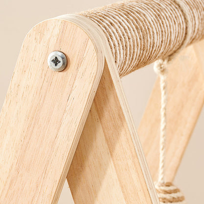 Modern Minimalist Triangle Hemp Rope Plywood Cat Tower 3-Tier For Living Room