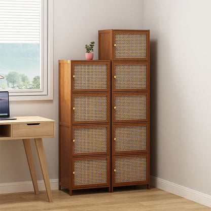 Modern Minimalist Square Bamboo MDF Plastic Rattan Weaving Storage Cabinet 2/3/4/5/6-Cabinet For Study