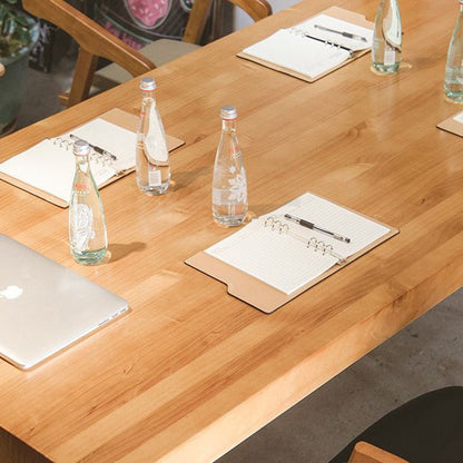 Modern Minimalist Rectangular Pine Wood Iron Dining Table For 4-6 Seats