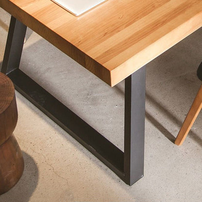 Modern Minimalist Rectangular Pine Wood Iron Dining Table For 4-6 Seats