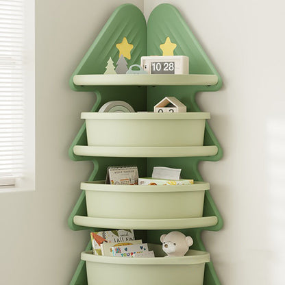 Contemporary Creative Christmas Tree Environmentally Friendly HDPE Kids Corner Storage Shelf 4-Tier For Living Room