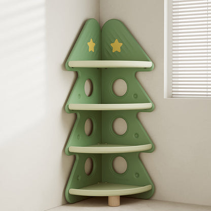 Contemporary Creative Christmas Tree Environmentally Friendly HDPE Kids Corner Storage Shelf 4-Tier For Living Room