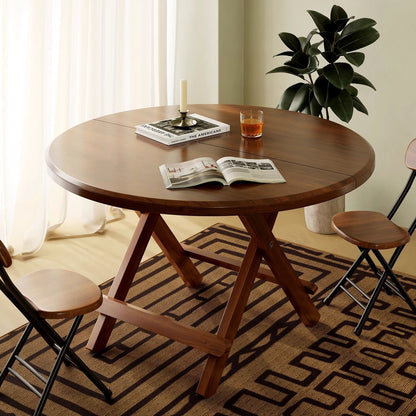 Modern Simplicity Round MDF Iron Foldable Dining Table For 2-8 Seats